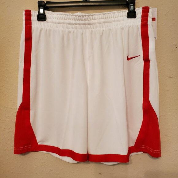 Nike Women's One Dri-Fit Mid-Rise Shorts Color Red and White Size L. - Picture 2 of 7